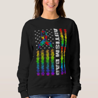 Autism Awareness Proud Autism Dad American Flag Pu Sweatshirt