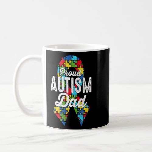 Autism Awareness Proud Autism Dad Ribbon Puzzle Fa Coffee Mug