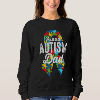 Autism Awareness Proud Autism Dad Ribbon Puzzle Fa Sweatshirt