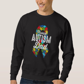 Autism Awareness Proud Autism Dad Ribbon Puzzle Fa Sweatshirt