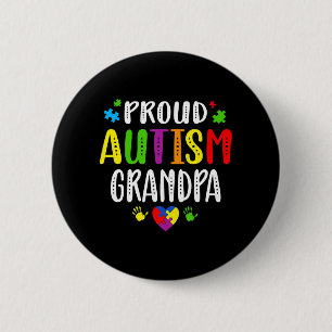 Autism Awareness Proud Autism Grandpa Hand Heart P Button