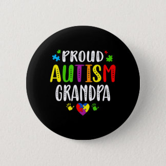 Autism Awareness Proud Autism Grandpa Hand Heart P Button