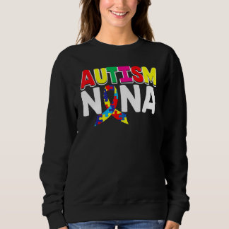 Autism Awareness Proud Autism Nana Ribbon Puzzle S Sweatshirt