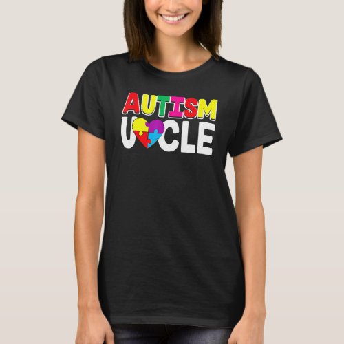 Autism Awareness Proud Autism Unclem Heart Puzzle  T_Shirt