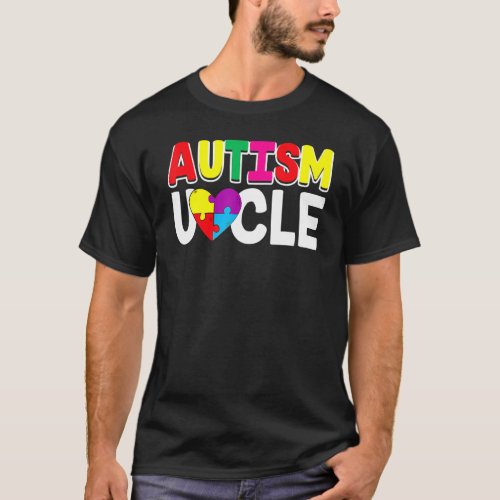 Autism Awareness Proud Autism Unclem Heart Puzzle  T_Shirt