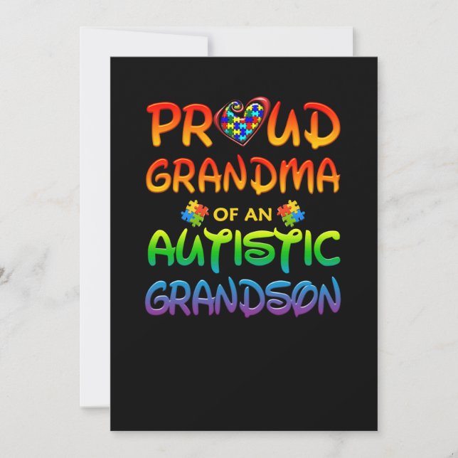 Autism Awareness Proud Grandma Save The Date (Front)