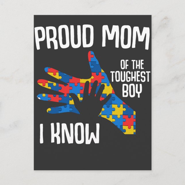 Autism Awareness Proud Mom Autistic Kid Postcard (Front)