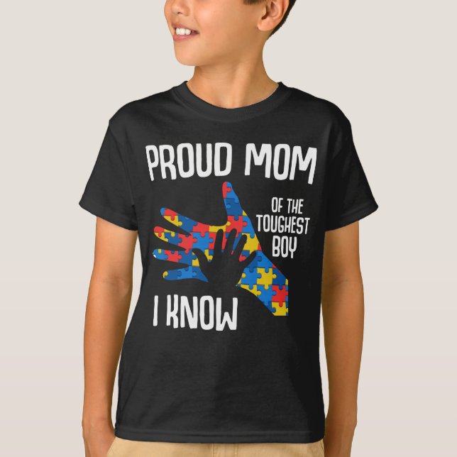 Autism Awareness Proud Mom Autistic Kid T-Shirt (Front)