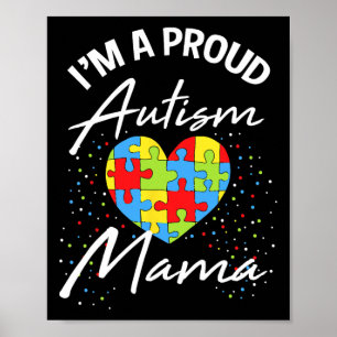 Autism Awareness Proud Mom Puzzle Heart Cool Paren Poster