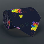 Autism Awareness Purple Yellow Puzzles Neck Tie<br><div class="desc">Purple yellow puzzles pattern for Awareness month or anytime of the year for your daily runs or occasional visit to the gym and training sessions</div>