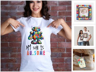 Autism Awareness Puzzle and Ribbon Gifts