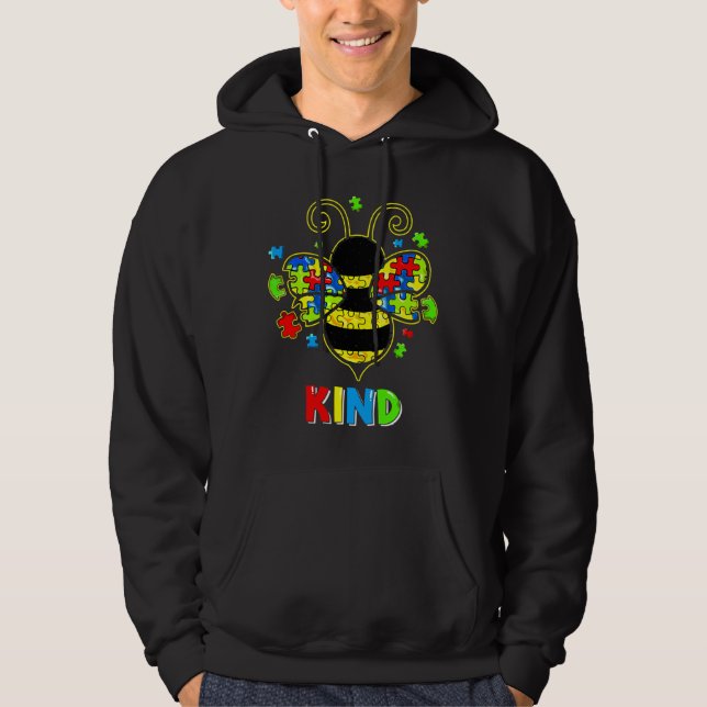 Autism Awareness Puzzle Bee Be Kind Autistic Son C Hoodie (Front)