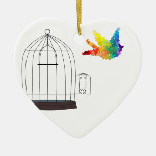 Autism Awareness Puzzle Bird Ornament