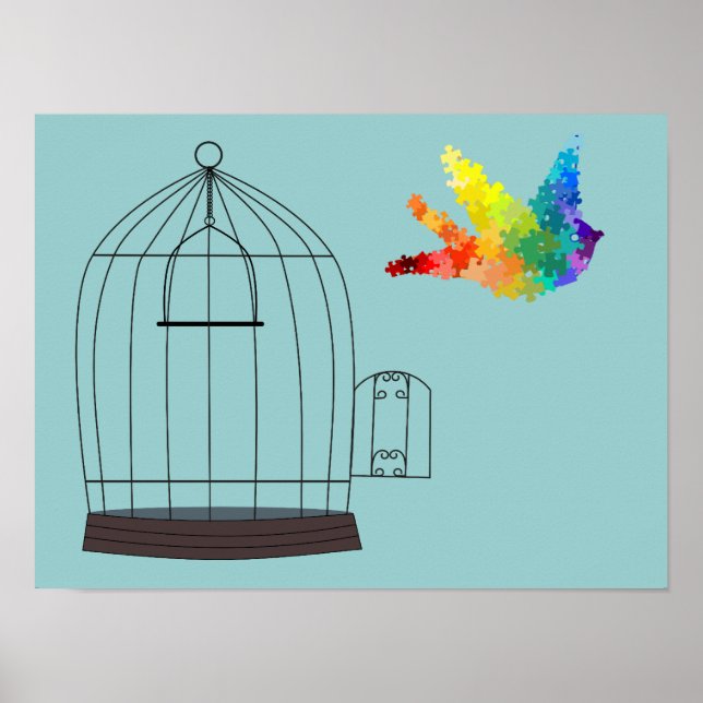 Autism Awareness Puzzle Bird Poster (Front)