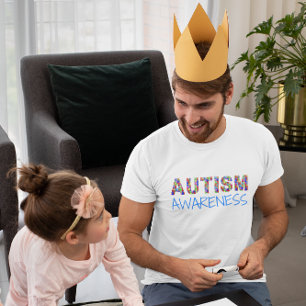 Autism Awareness Puzzle Blue Typography T-Shirt