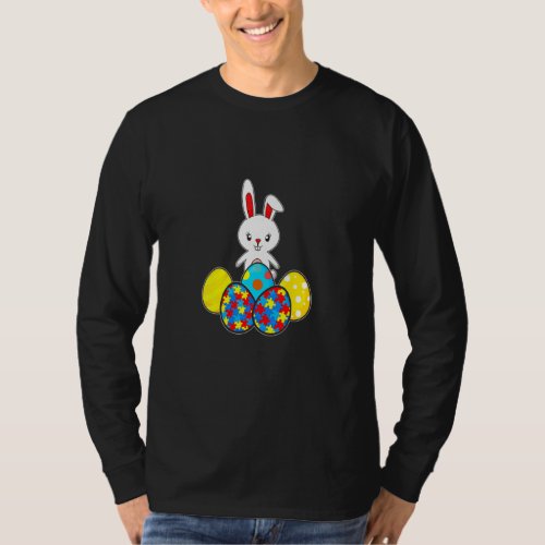 Autism Awareness Puzzle  Bunny Eggs  Easter Day  T_Shirt