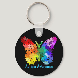 Autism Awareness Puzzle Butterfly Keychain