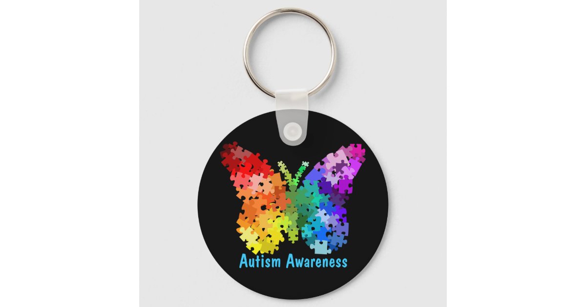 Autism Awareness Puzzle Butterfly Keychain | Zazzle