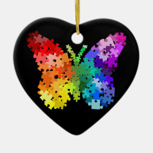 Autism Awareness Puzzle Butterfly Ornament