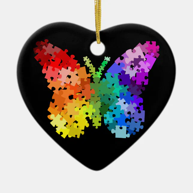 Autism Awareness Puzzle Butterfly Ornament | Zazzle