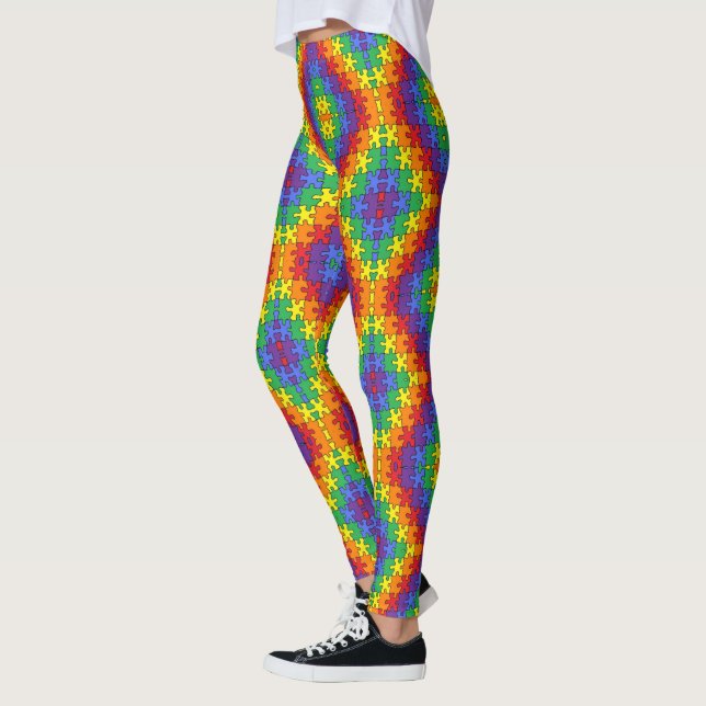 Autism Awareness Puzzle by EelKat Leggings (Left)