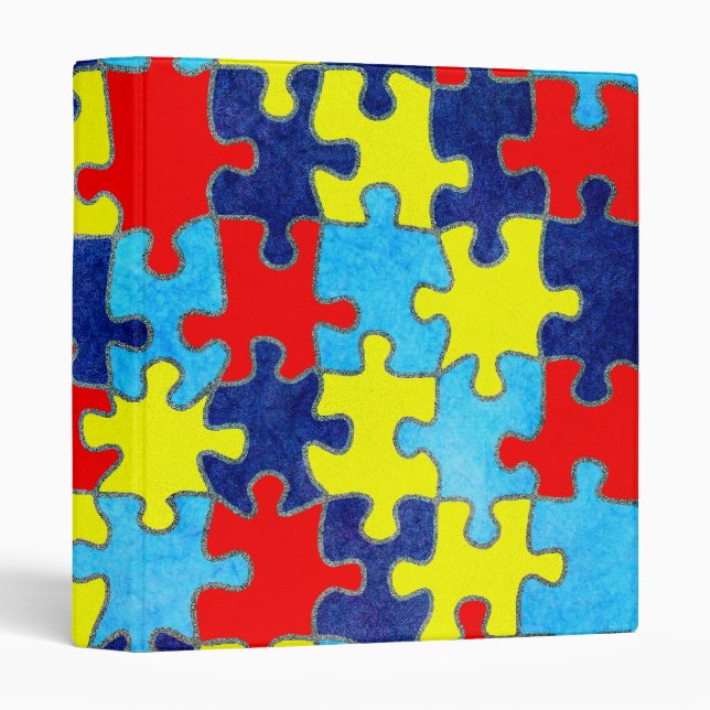 Autism Awareness-Puzzle by Shirley Taylor 3 Ring Binder (Front/Spine)