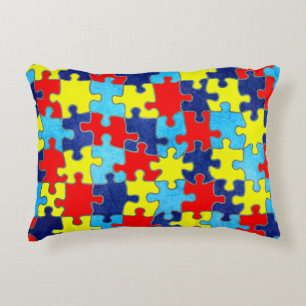 Autism Awareness-Puzzle by Shirley Taylor Accent Pillow