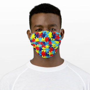 Autism Awareness-Puzzle by Shirley Taylor Adult Cloth Face Mask