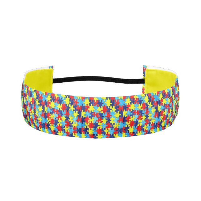 Autism Awareness-Puzzle by Shirley Taylor Athletic Headband (Front)