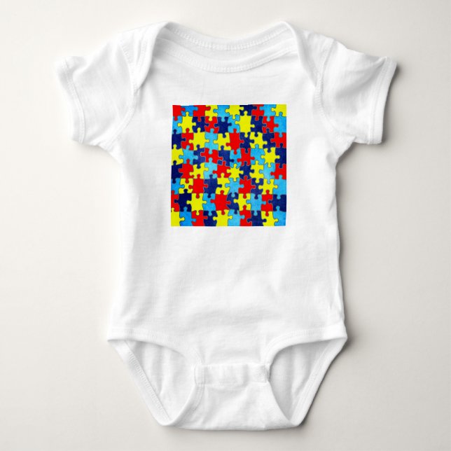 Autism Awareness-Puzzle by Shirley Taylor Baby Bodysuit (Front)