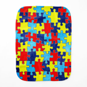 Autism Awareness-Puzzle by Shirley Taylor Baby Burp Cloth