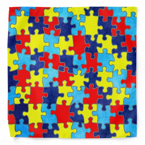 Autism Awareness-Puzzle by Shirley Taylor Bandana