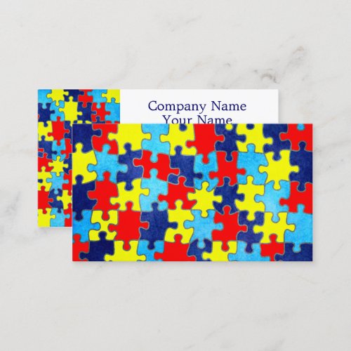 Autism Awareness_Puzzle by Shirley Taylor Business Card