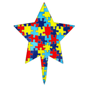 Autism Awareness-Puzzle by Shirley Taylor Cake Topper