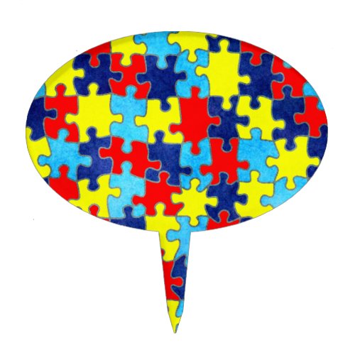 Autism Awareness_Puzzle by Shirley Taylor Cake Topper