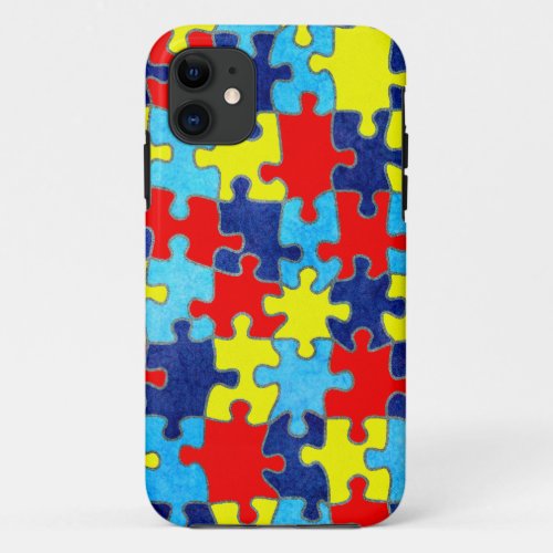 Autism Awareness_Puzzle by Shirley Taylor iPhone 11 Case