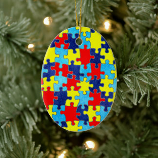 Autism Awareness-Puzzle by Shirley Taylor Ceramic Ornament