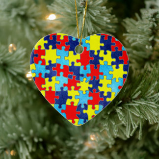 Autism Awareness-Puzzle by Shirley Taylor Ceramic Ornament
