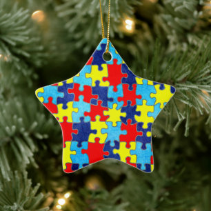 Autism Awareness-Puzzle by Shirley Taylor Ceramic Ornament