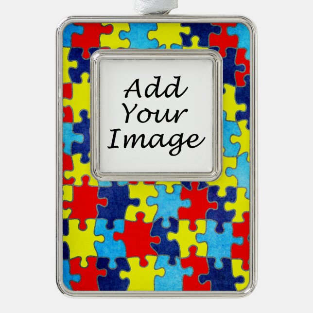 Autism Awareness-Puzzle by Shirley Taylor Christmas Ornament (Front)