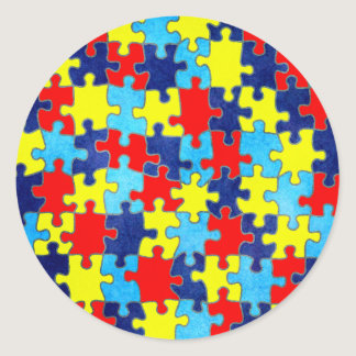 Autism Awareness-Puzzle by Shirley Taylor Classic Round Sticker
