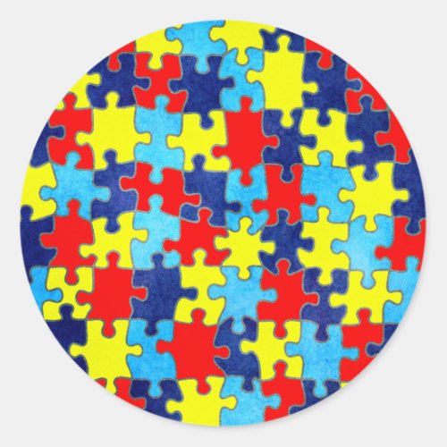 Autism Awareness_Puzzle by Shirley Taylor Classic Round Sticker