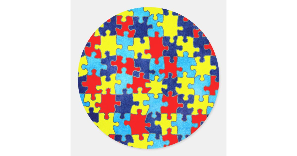Autism Awareness-Puzzle by Shirley Taylor Classic Round Sticker | Zazzle
