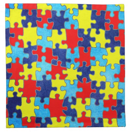 Autism Awareness_Puzzle by Shirley Taylor Cloth Napkin