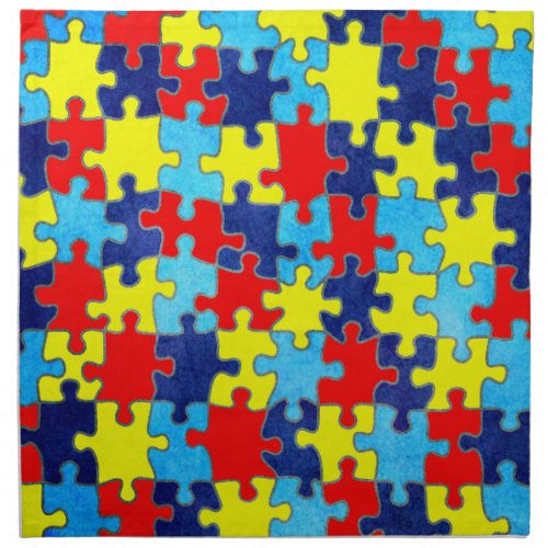 Autism Awareness_Puzzle by Shirley Taylor Cloth Napkin