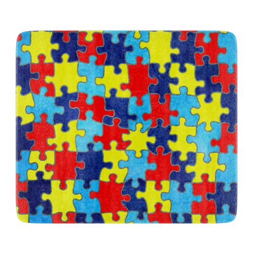Autism Awareness_Puzzle by Shirley Taylor Cutting Board