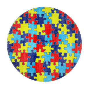 Autism Awareness-Puzzle by Shirley Taylor Cutting Board