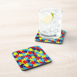 Autism Awareness-Puzzle by Shirley Taylor Drink Coaster