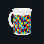 Autism Awareness-Puzzle by Shirley Taylor Drink Pitcher<br><div class="desc">Autism awareness pitcher. Click on the customize button to add your text. Image can be rotated or resized. Images Copyright © Shirley Taylor. All Rights Reserved.</div>