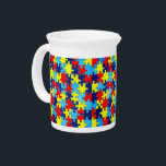 Autism Awareness-Puzzle by Shirley Taylor Drink Pitcher<br><div class="desc">Autism awareness pitcher. Click on the customize button to add your text. Image can be rotated or resized. Images Copyright © Shirley Taylor. All Rights Reserved.</div>